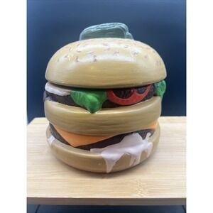 Vintage 1976 Handmade Cheeseburger Container Cookie Jar Decor